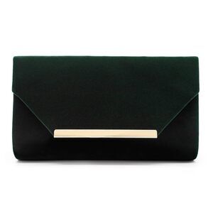 Hunter Green Solid Velvet Clutch – Classic Formal Handbag